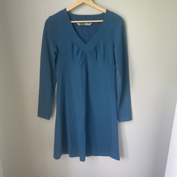 Athleta Dresses & Skirts - Athleta Senorita Organic Cotton Dress sz S Blue‎ Athleisure Travel Long Sleeve